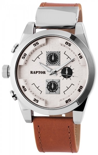 Raptor Herren - Uhr Oberseite Echt Leder Armbanduhr Analog Quarzwerk RA20108
