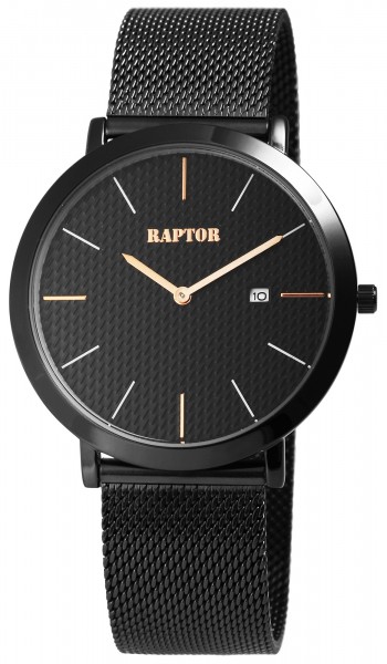 Raptor Damen–Uhr Edelstahl Milanaise Armband Datumsanzeige Analog Quarz RA10006