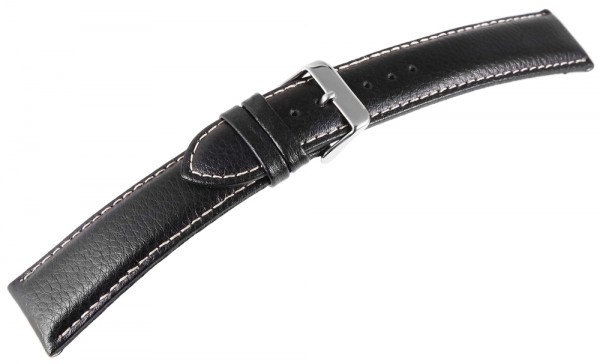 Basic Echtleder Armband in schwarz, glatt, gepolstert, Dornschließe, XL