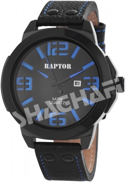 Raptor Herren-Uhr Echt Leder Armband Datum Analog Quarz RA20069