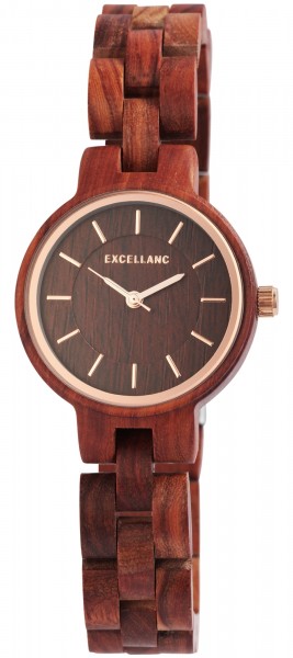 Excellanc Damen - Uhr Sandelholz Holzarmband Holzuhr Armbanduhr Faltschließe Quarz 1800194