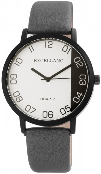 Excellanc Herren – Uhr Lederimitat Armbanduhr Dornschließe Analog Quarz 2910007
