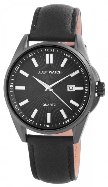Just Watch Herren-Uhr Echt Leder Armband Dornschließe Datum Analog Quarz JW20030