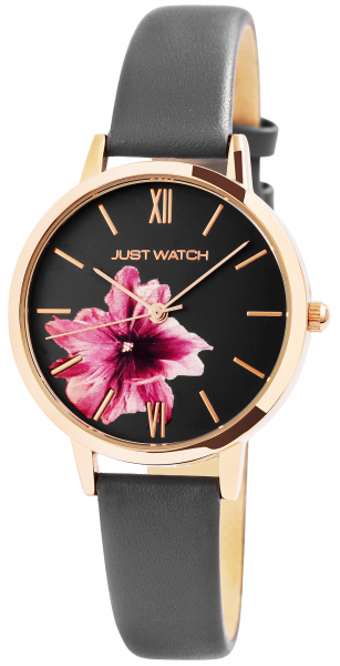 Just Watch Florence Damen-Uhr Echt Leder Dornschließe Blume Analog Quarz JW10128