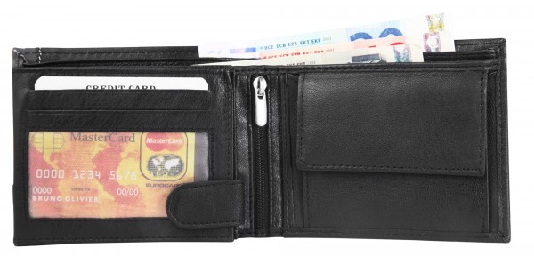 Dattini Herren – Geldbörse Echtleder Portemonnaie Brieftasche Quer 10x12x2 cm 3000361