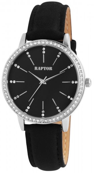 Raptor Damen-Uhr Echt Leder Armband Strass Glitzer Elegant Analog Quarz RA10176