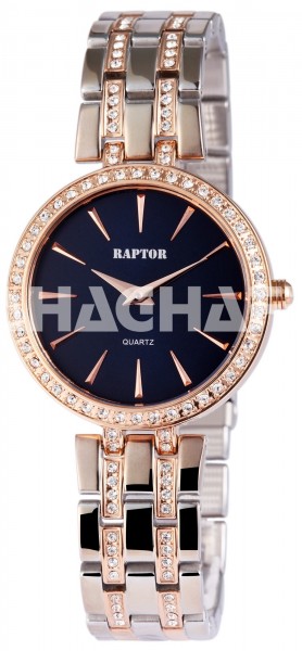 Raptor Damen-Uhr Edelstahl Armband mit Strassbesatz Analog Quarz RA10137