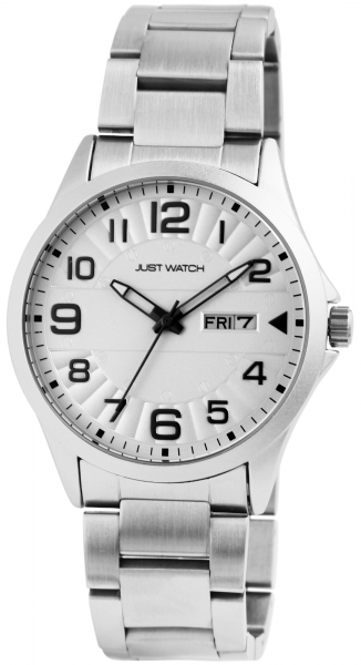 Just Watch Herren-Uhr Edelstahl Armband Leuchtzeiger Datum Analog Quarz JW20114