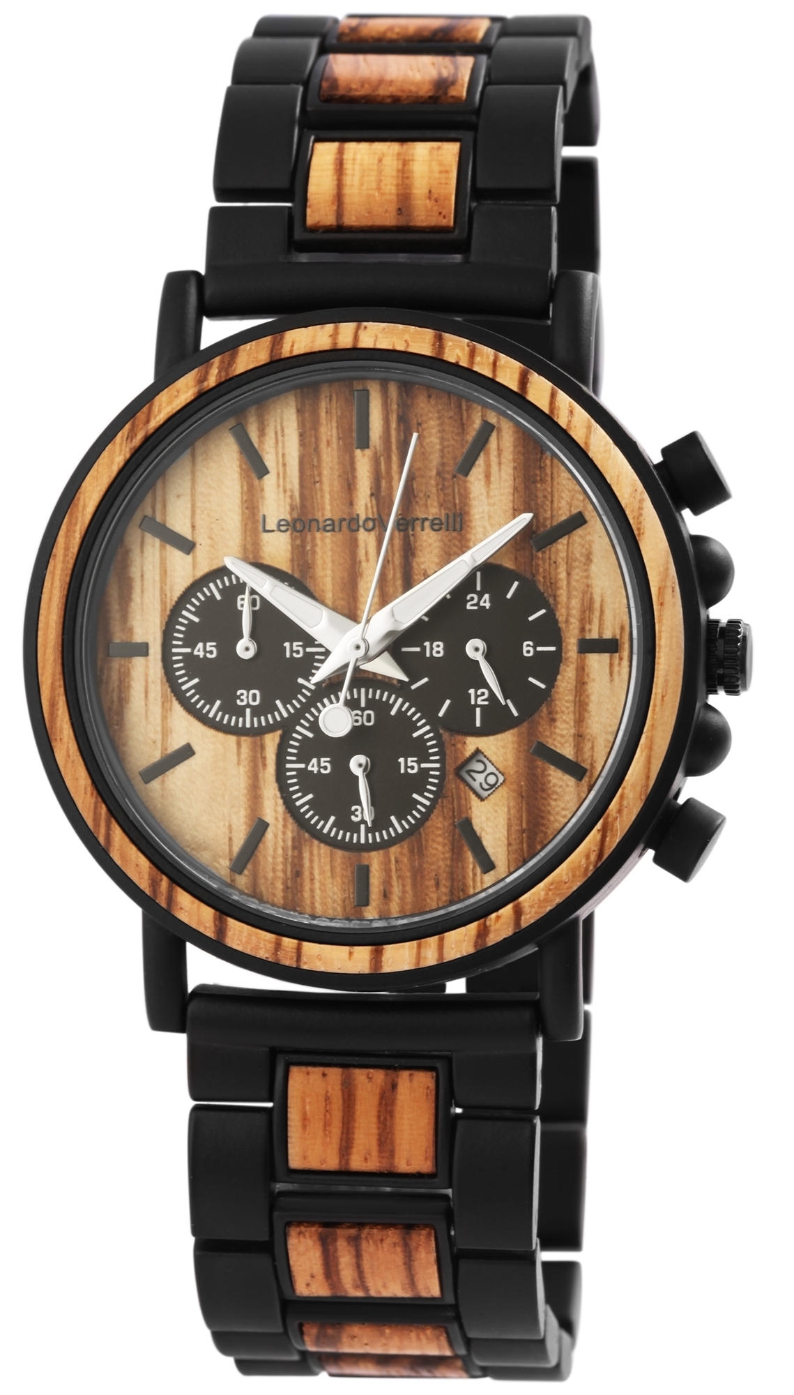 Leonardo Verrelli Herren Uhr Holz Chronograph Analog Quarz Herrenuhren Uhren 7daysin