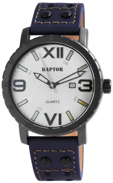 Raptor Herren-Uhr Oberseite Echtlederarmband Datumsanzeige Quarzwerk RA20114