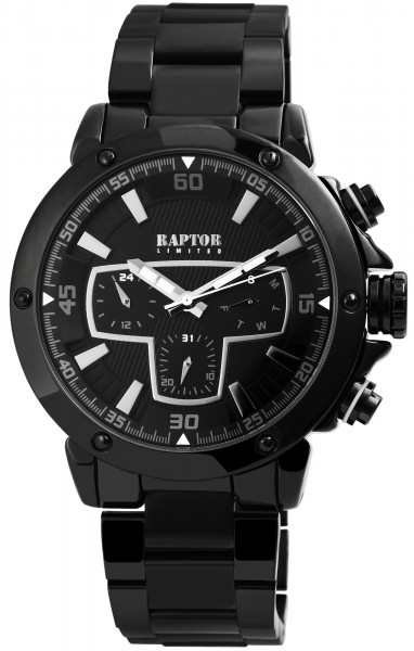 Raptor Limited Herren-Uhr Edelstahlband Armbanduhr Analog Quarz RA20215