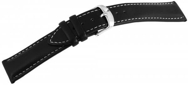 Basic Echtleder Armband in schwarz, glatt, gepolstert, silberfabige Dornschließert