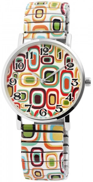 Excellanc Damen – Uhr Zugband Metall Armbarmbanduhr mit Muster Analog Quarz 1700035