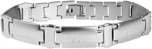 Akzent Edelstahl Armband in Silber mit Leiterverschluss, Länge: 22 cm - 24000121