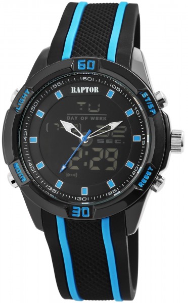 Raptor Herren-Uhr Analog-Digital Anzeige Quarzwerk mit Silikon Armband RA20032