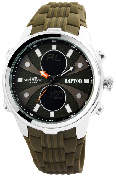 Raptor Herren-Uhr Analog-Digital Anzeige Quarzwerk mit Silikon Armband RA20027