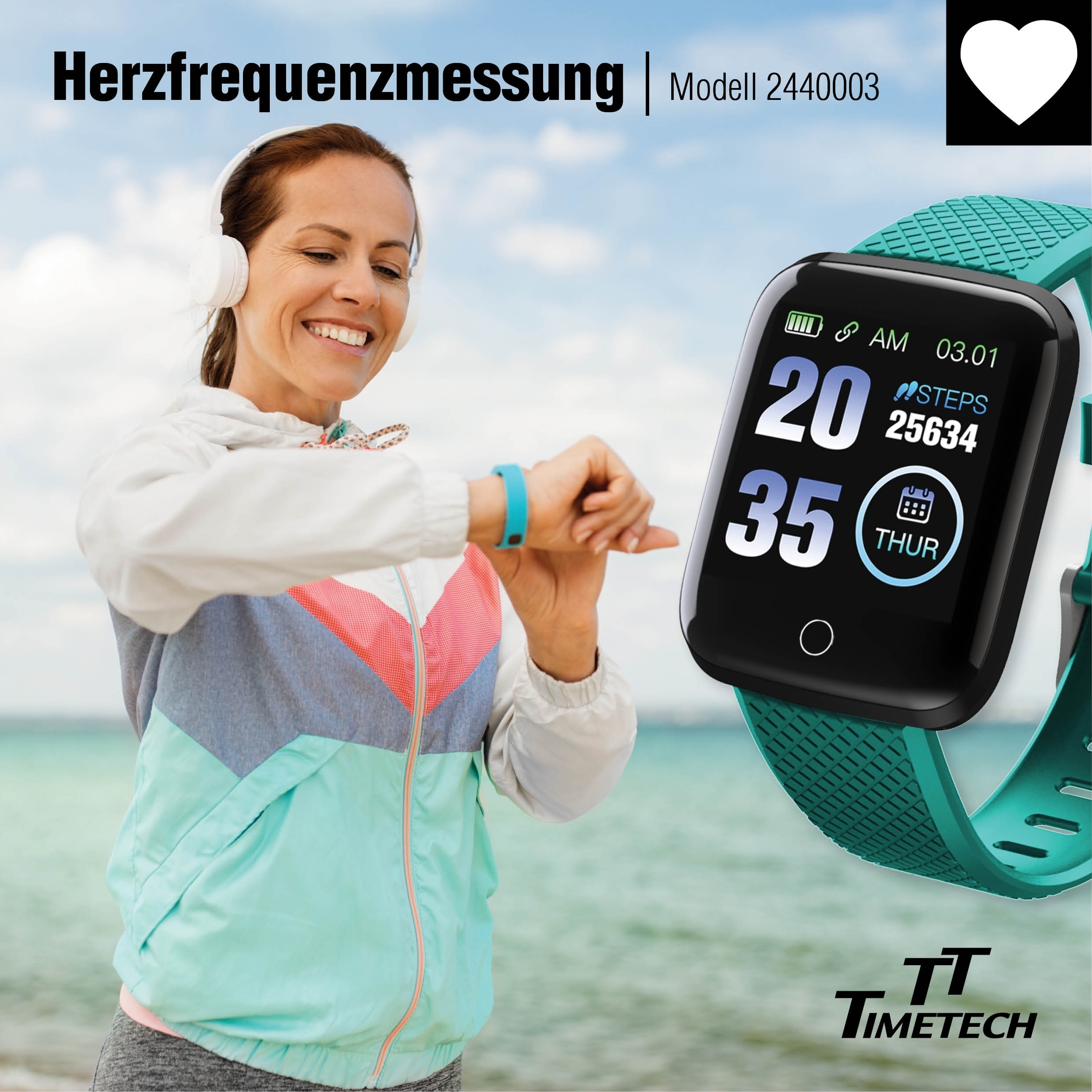 TimeTech Smartwatch Unisex Fitness Tracker Silikon Uhr  2440003