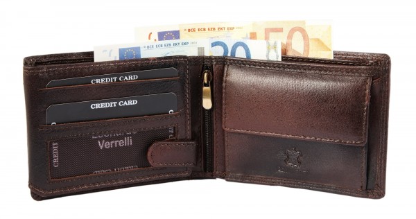 Leonardo Verrelli Herren-Geldbörse Echtleder 9x12cm Querformat 3000117