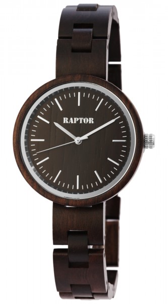 Raptor Damen-Holz Uhr Faltschließe Edelstahl Analog Quarz RA10190