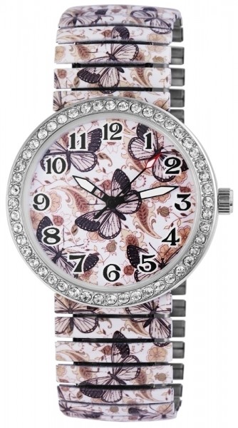 Excellanc Damen - Uhr Armbanduhr Zugband Metall Strassbesatz Analog Quarz 1700007