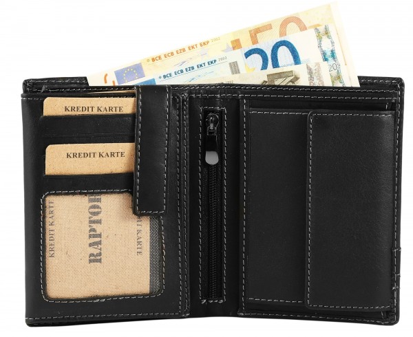 Raptor Herren - Geldbörse Echt Leder Portemonnaie Brieftasche 10x13 cm RA40029