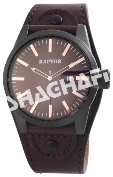 Raptor Herren-Uhr Oberseite Echtlederarmband Datumsanzeige Quarzwerk RA20131