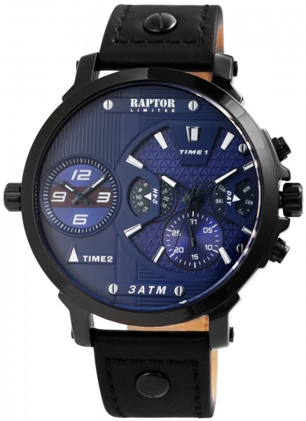 Raptor Limited Herren-Uhr Echt Leder Multifunktion Analog Quarz RA20248