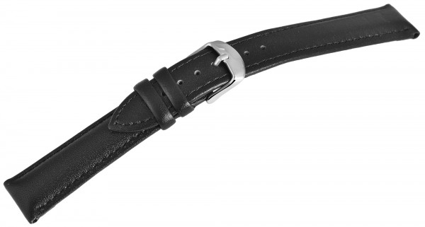 Basic Echtleder Armband in schwarz, glatt, gepolstert, silberfabige Dornschließe