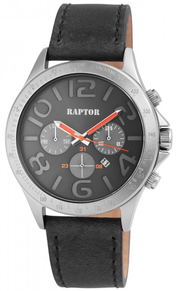 Raptor Herren - Uhr Oberseite Echtlederarmband Analog Quarzwerk RA20092