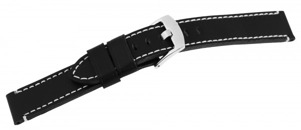 Echtleder Armband in schwarz mit weißer Naht, flach, Dornschließe, UVP 19,95€