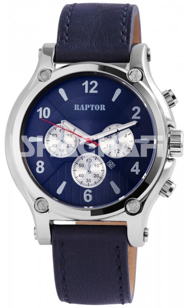 Raptor Herren-Uhr Armband Oberseite Leder Chronographen Look Analog Quarz RA20109