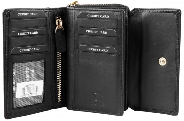 Leonardo Verrelli Damen – Geldbörse aus Echt Leder RFID Safe 14 x 9 x 4 cm 3000102
