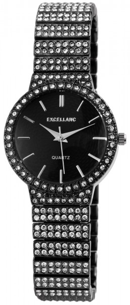 Excellanc Damen-Uhr Metallband Strass-Steine Clipverschluss Analog Quarz 1800124