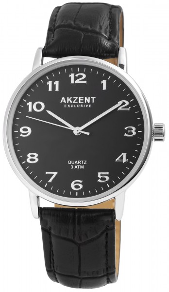 Akzent Exclusive Herren - Uhr Lederimitation Armbanduhr Dornschließ Analog Quarz 2900147