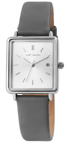 Just Watch Damen-Uhr Echt Leder Armband Eckig Datum Analog Quarz JW10140
