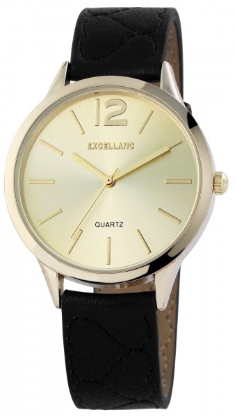 Excellanc Damen – Uhr Lederimitat Armbanduhr Dornschließe Analog Quarz 1900047