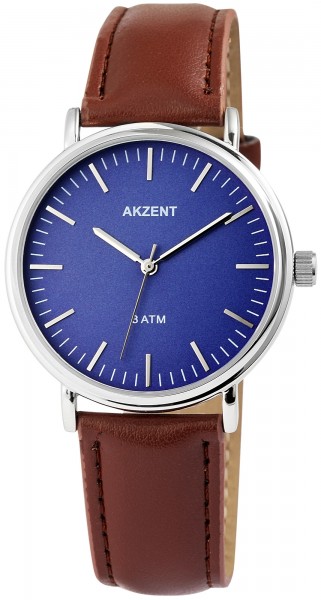 Akzent Herren - Uhr Lederimitations Armbanduhr Elegant Analog Quarz 2900052
