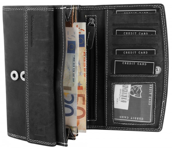 Pierrini PR0005 Echtleder Damen Portemonnaie Vintage Stil Brieftasche 3x10x16cm