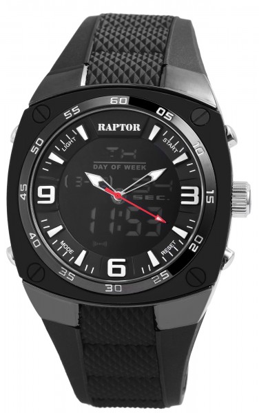 Raptor Herren-Uhr Silikonarmband Analog Digital Anzeige Quarzwerk RA20010