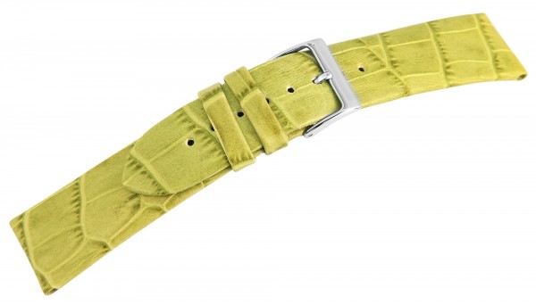 Echtleder Armband im hell grünen Alligatorlederdesign, flach, Dornschließe