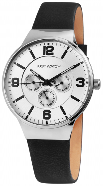 Just Watch Unisex - Uhr mit Echtlederarmband Dornschließe Leuchtzeiger Quarz Rund