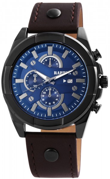 Raptor Herren-Uhr Armband Oberseite Leder Analog Quarzwerk RA20026