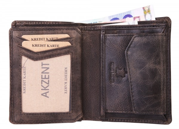 Akzent Herren - Geldbörse Leder Portemonnaie RFID Vintage Hoch 9x11 cm 3000257