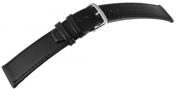 Basic Echtleder Armband in schwarz, glatt, flach, silberfabige Dornschließe
