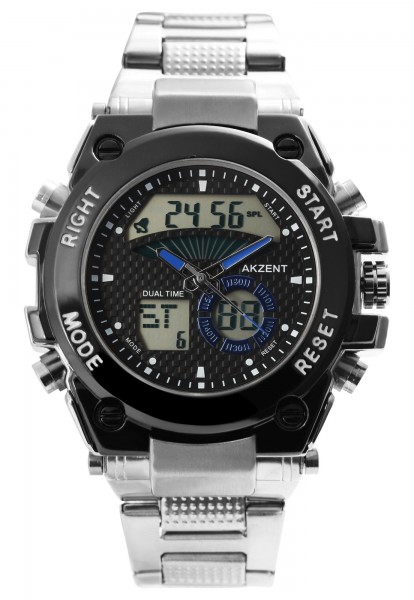 Akzent Herren - Uhr Metall Armbanduhr Multifunktion Analog-Digital Quarz 2420023