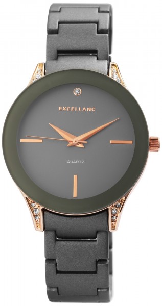 Excelland Damen-Uhr Metallarmband Clipverschluss Elegant Rund Analog Quarz 1800001