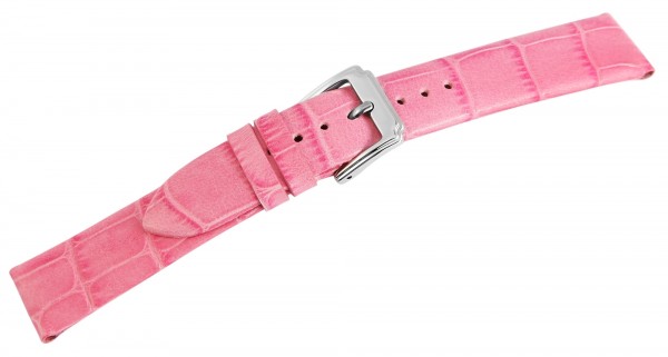 Echtleder Armband im rosa Alligatorlederdesign, flach, Dornschließe