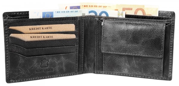 Akzent Herren - Geldbörse Leder Portemonnaie RFID Vintage Quer 11,5x9 cm 3000258