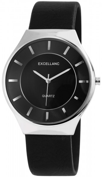 Excellanc Damen – Uhr Lederimitat Armbanduhr Dornschließe Analog Quarz 2910011