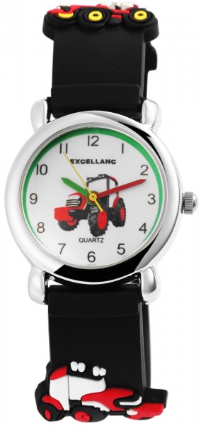 Excellanc Kinder–Uhr Silikonarmband Traktor Dornschließe Analog Quarz 4500028